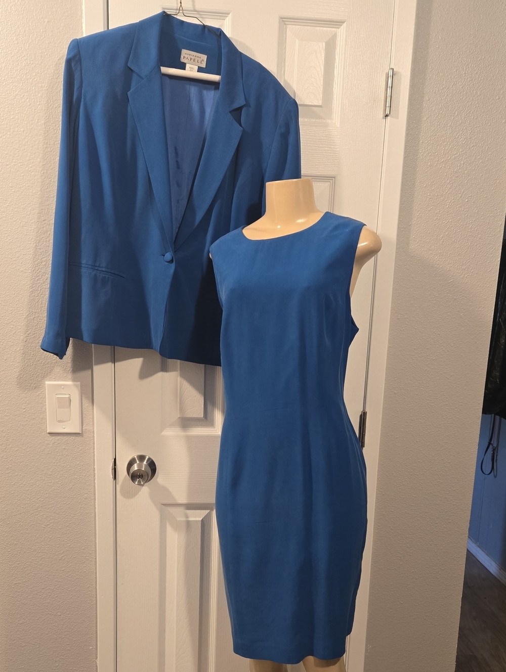 Vintage Adriana Papell Blue Dress Suit Set Size 16